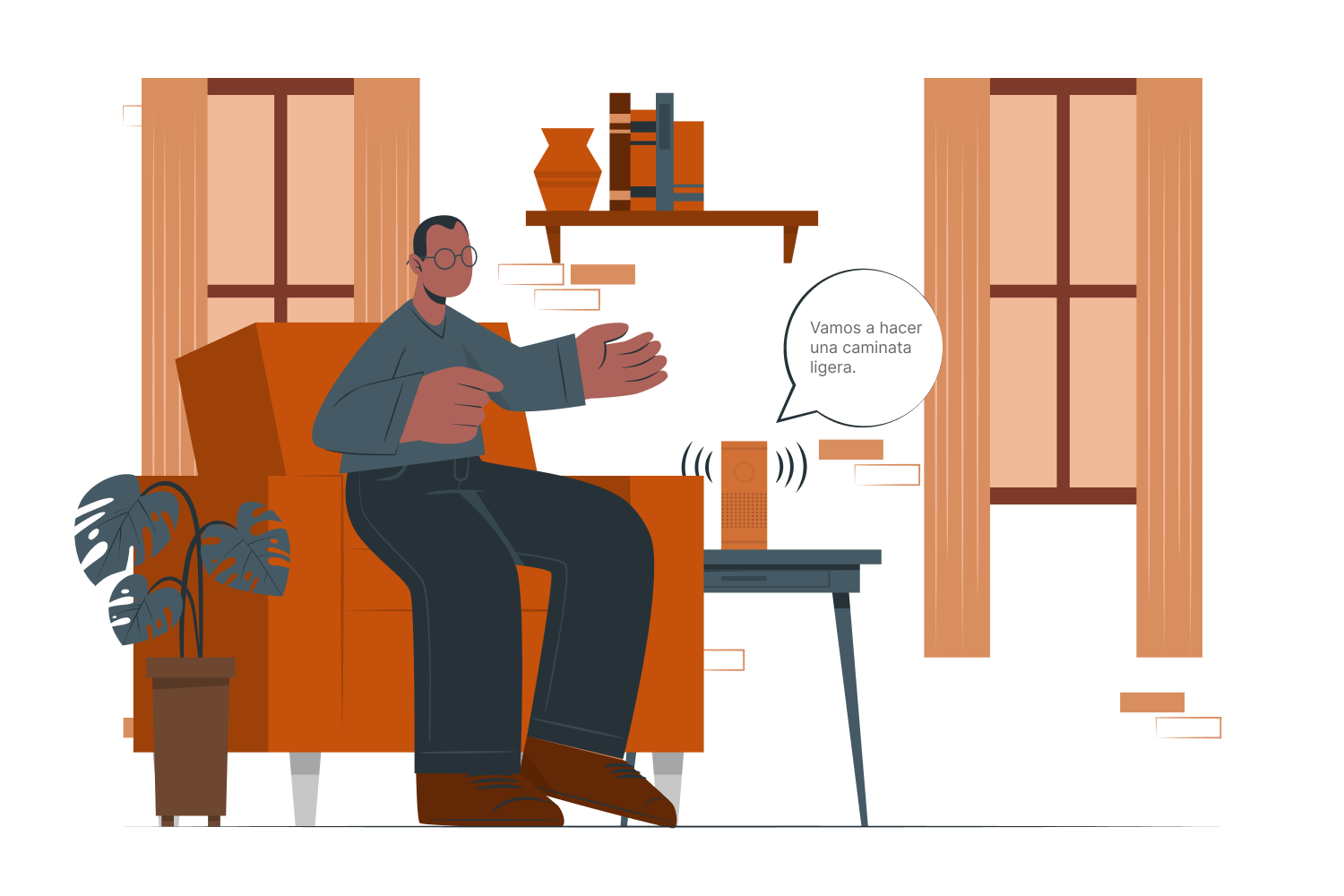 Persona mayor interactuando con LECTOGRAM a través de Alexa para recibir recordatorios de actividades